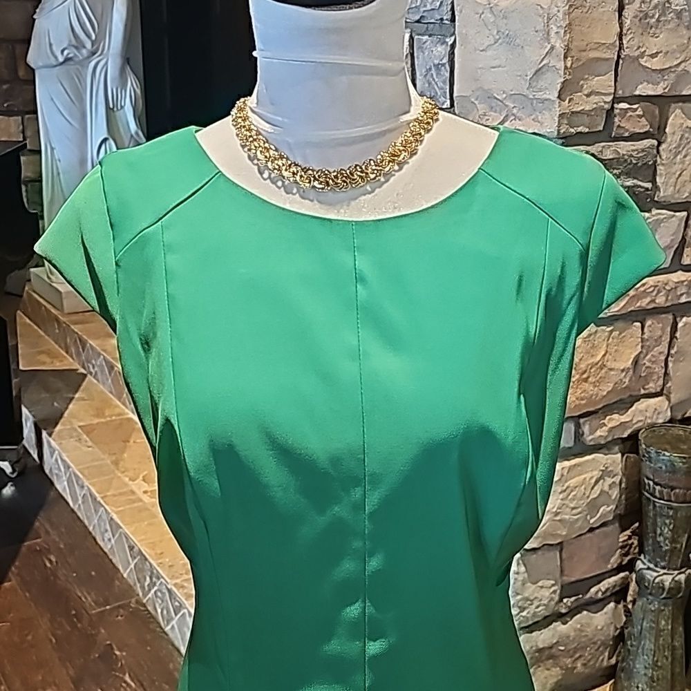 Emerald green fit n flare dress by Dressbarn size 14